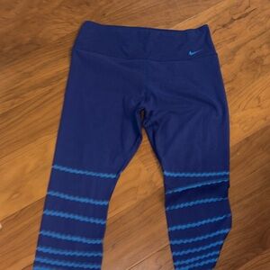 Nike Blue Leggings with Light Blue Wave Stripes